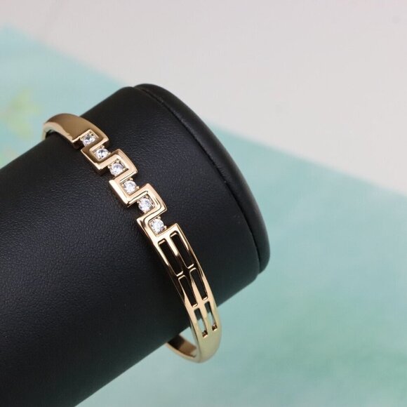Rose Gold Geometric CZ Bangle Contemporary Style, XPBL0532 - Picture 7 of 12